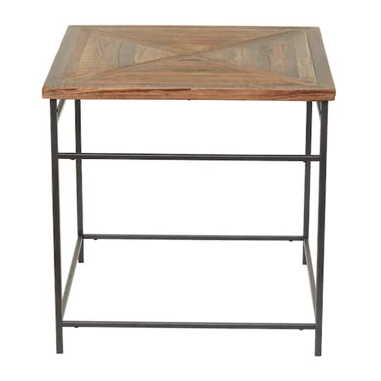 Brown Wood Rustic Accent Table 24" x 24" x 24"